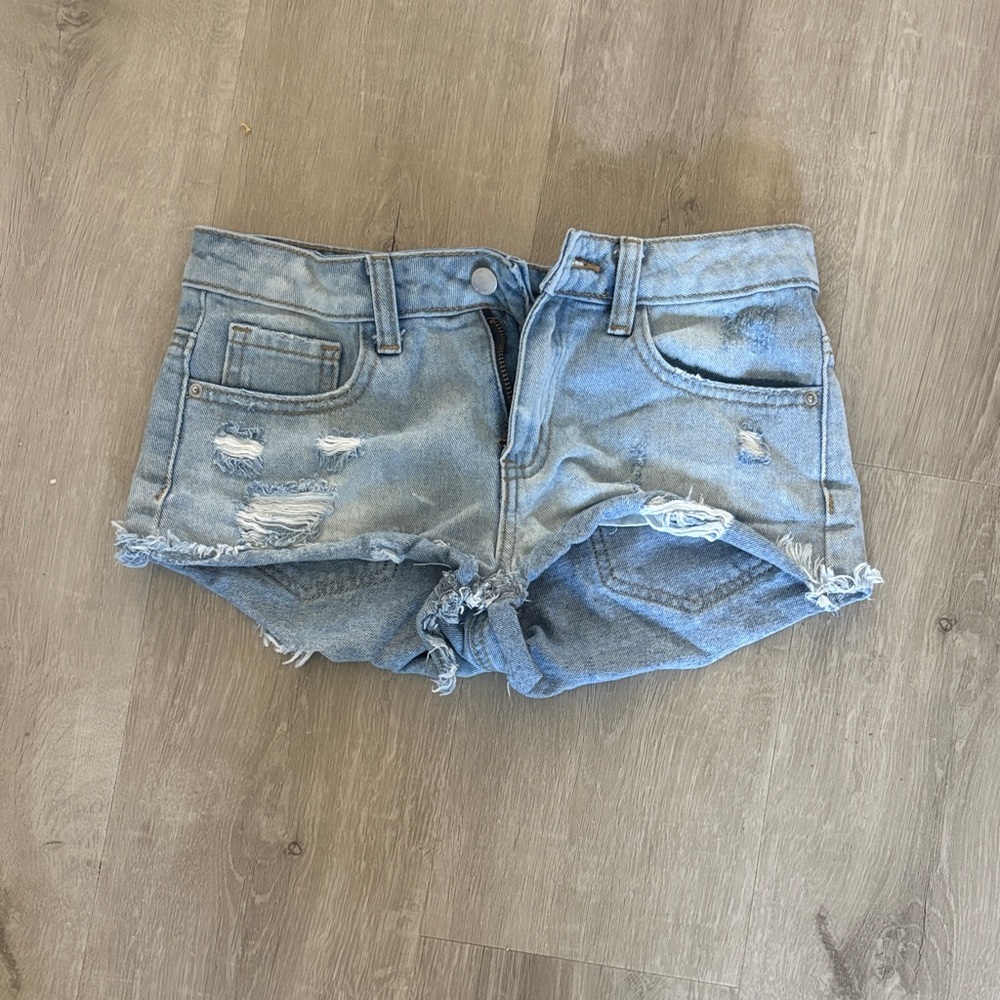 SHEIN Light Blue Distressed Denim Cutoff Shorts